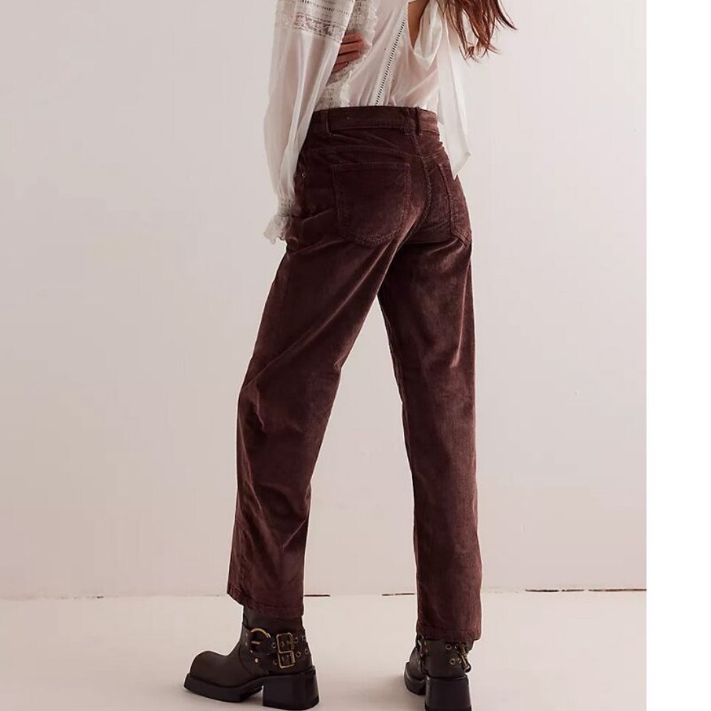 Free People NWT Risk Taker Black Corduroy 5-Pocket Straight Leg Jean Pants
